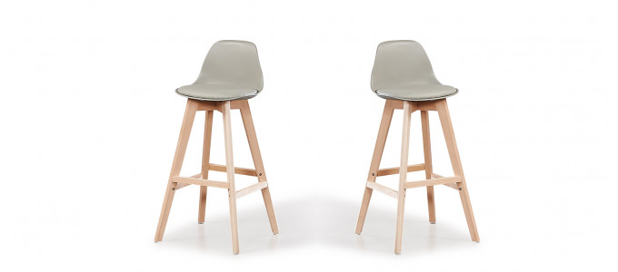 Lot de 2 tabourets de bar scandinaves gris - Eski