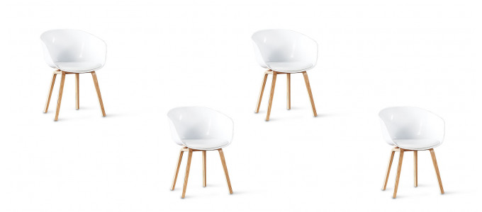 Lot de 4 chaises scandinaves blanches - Vali