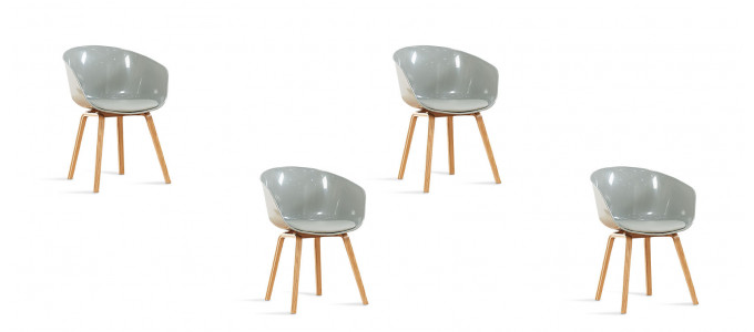 Lot de 4 chaises scandinaves grises - Vali