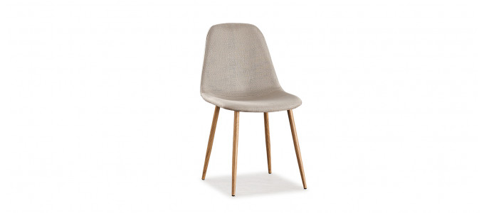 Chaise scandinave tissu beige - Ela