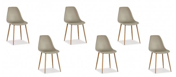 Lot de 6 chaises scandinaves beiges - Ela