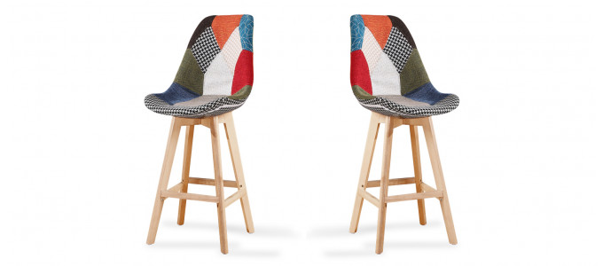 Lot de 2 tabourets de bar scandinaves Patchwork - Gotteborg