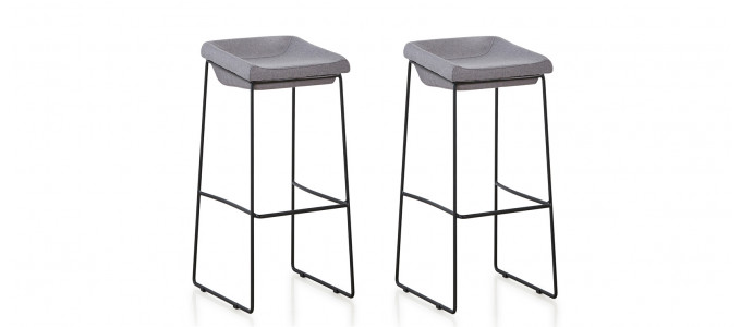 Lot de 2 chaises hautes en tissu grises - Udinese