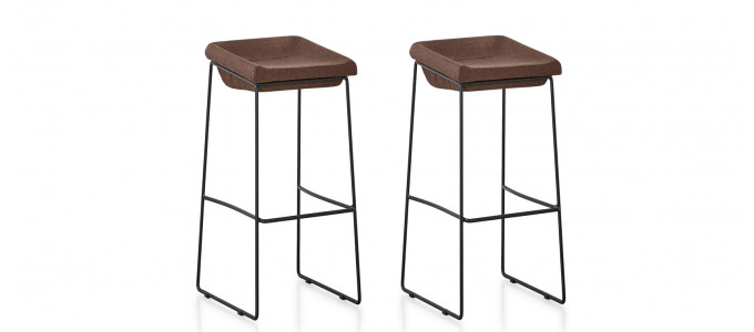 Lot de 2 chaises hautes en tissu marron - Udinese