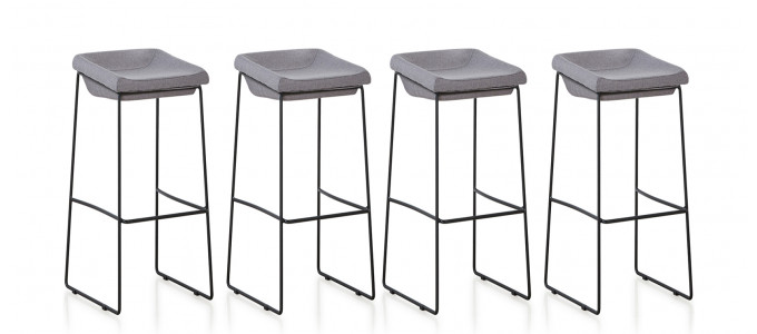 Lot de 4 chaises hautes en tissu grises - Udinese