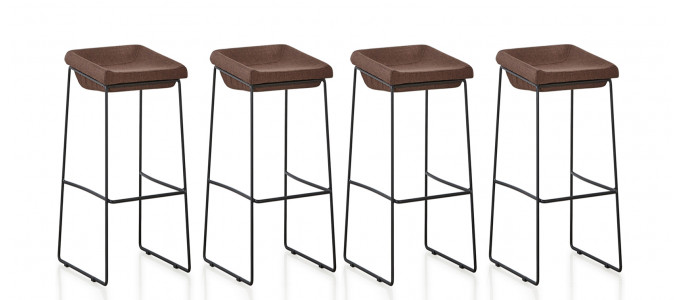 Lot de 4 chaises hautes en tissu marron - Udinese