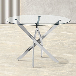 Table Ronde 80cm Table à Manger Ronde Verre 80x80cm - Pieds Acier